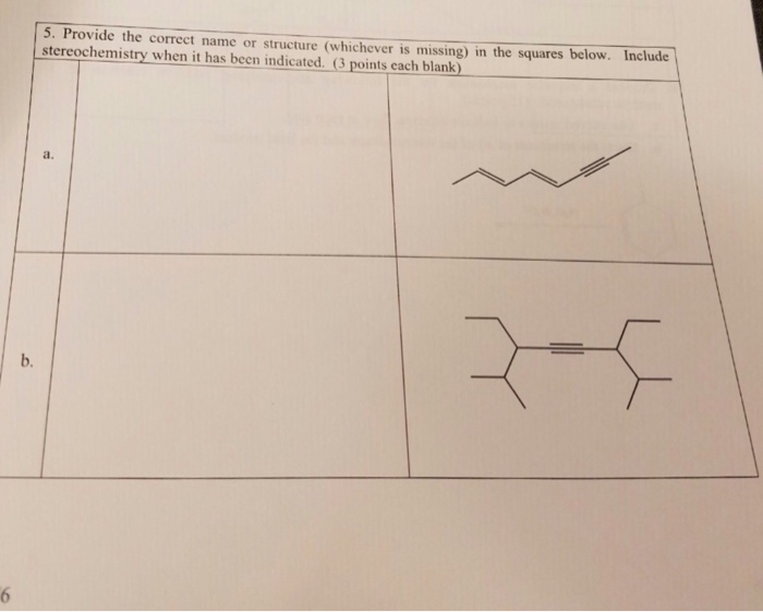 Solved 5. Provide the correct name or structure (whichever | Chegg.com