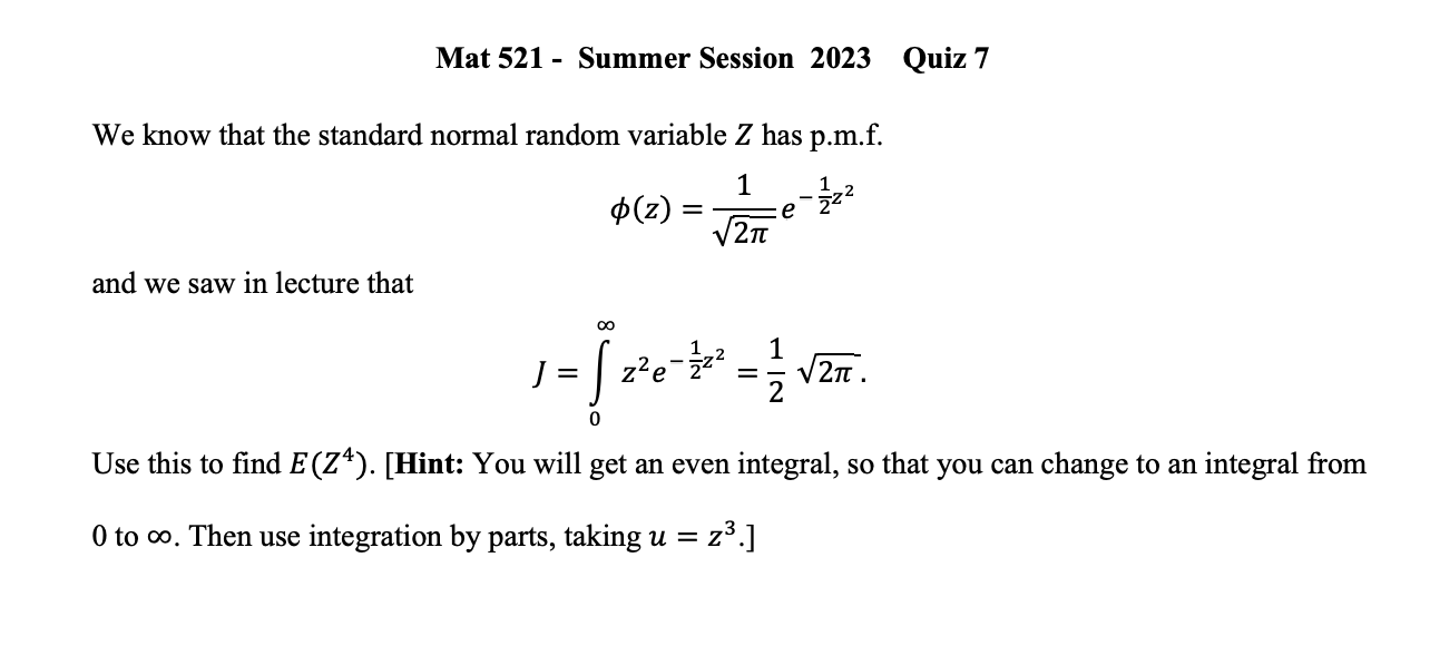 Solved We know that the standard normal random variable Z | Chegg.com
