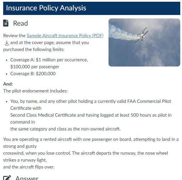 Insurance Policy Analysis Read . . Review the Sample | Chegg.com