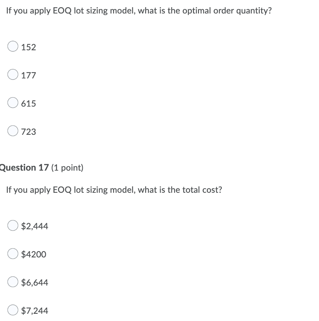 Solved Please use the following information to answer the | Chegg.com