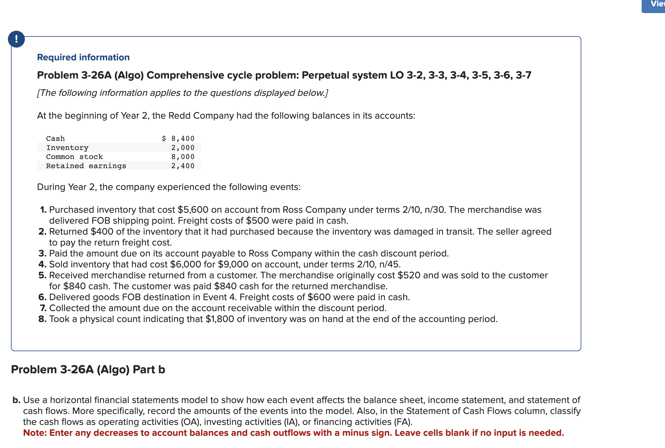 Solved Problem 3-26A (Algo) Comprehensive cycle problem: | Chegg.com