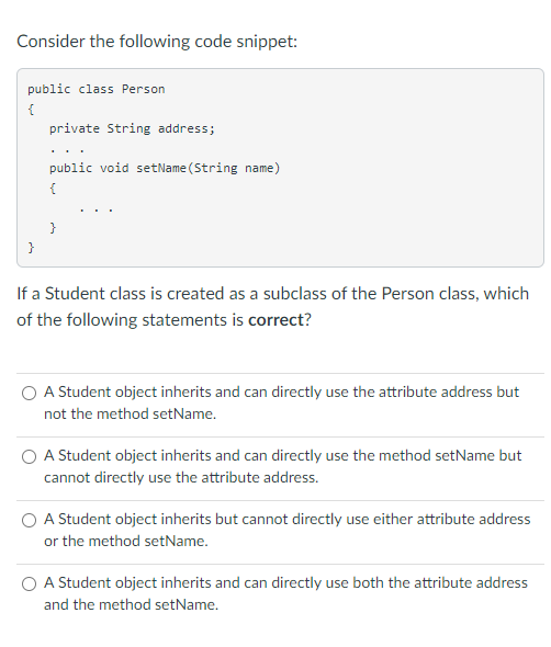 Solved . . There is a superclass person and a subclass | Chegg.com