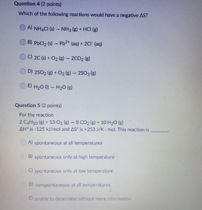 Solved Question 4 (2 points) Which of the following | Chegg.com