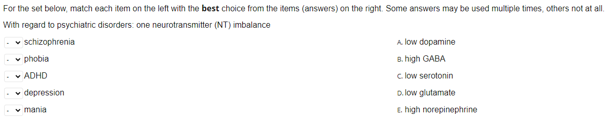 Solved For the set below, match each item on the left with | Chegg.com