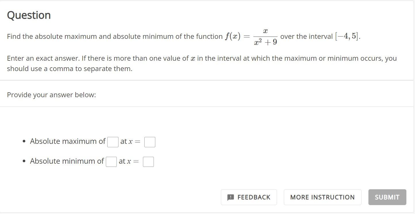 Solved Find The Absolute Maximum And Absolute Minimum Of The