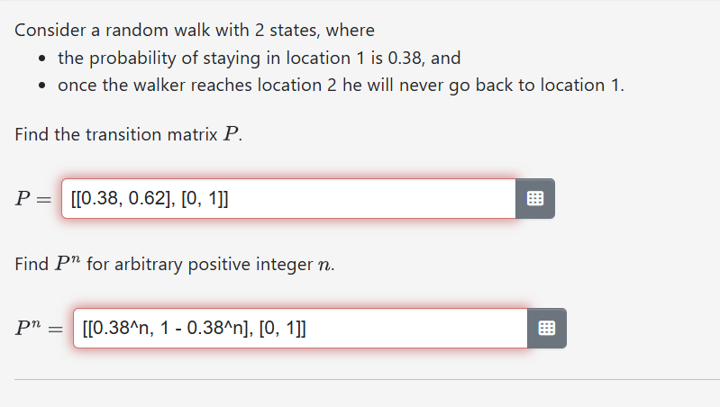Solved Consider a random walk with 2 ﻿states, where - ﻿the | Chegg.com