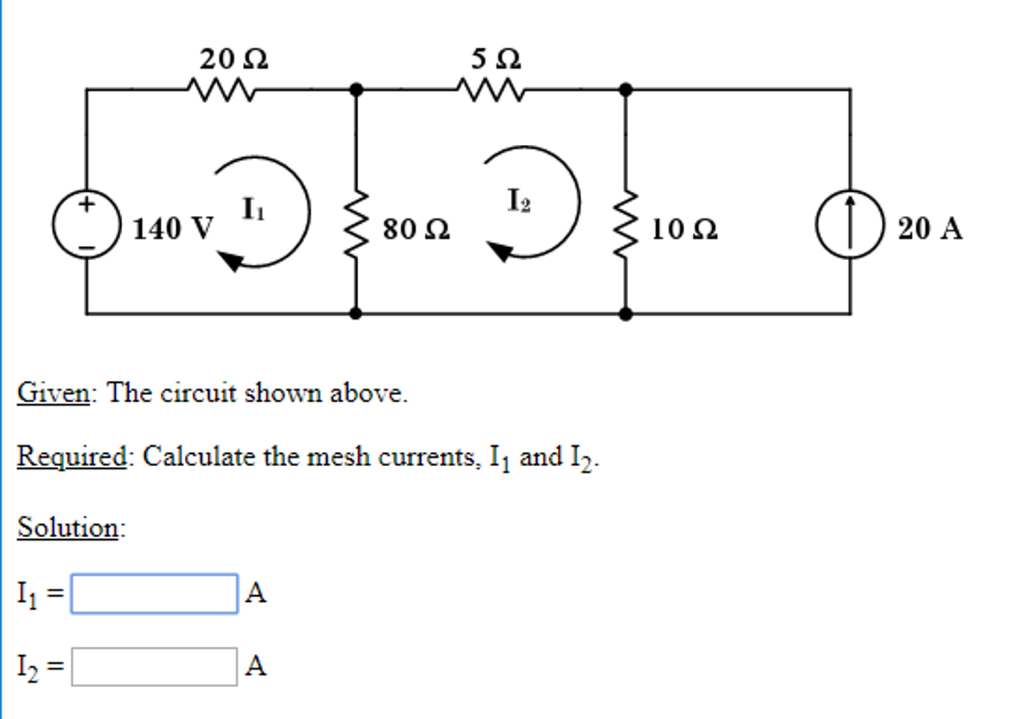 Solved 20Ω 5Ω Ii 20 A 80 Ω Given: The circuit shown above. | Chegg.com