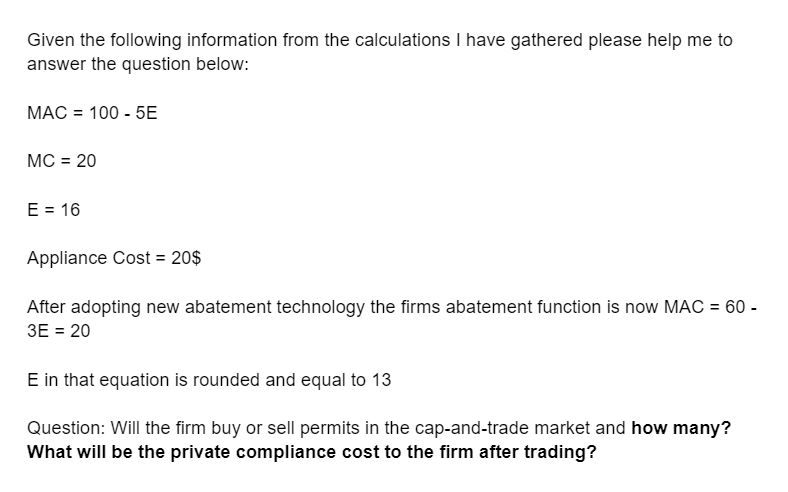 Solved Given The Following Information From The Calculations | Chegg.com