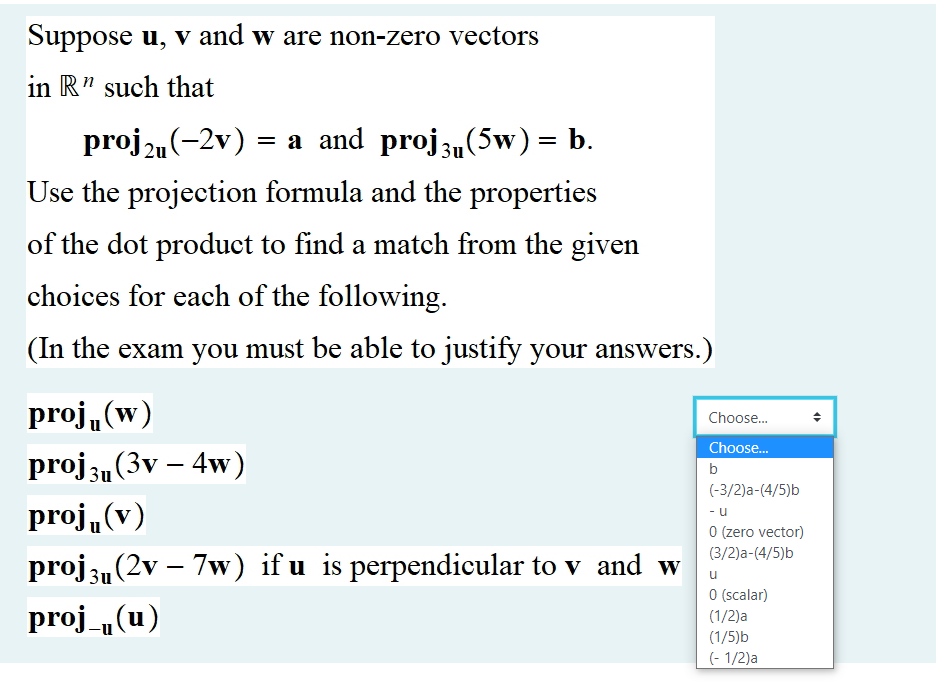 Solved Math linear algebra projection question please show | Chegg.com