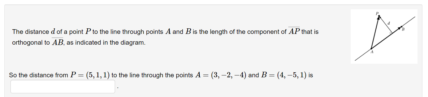 Solved The distance d of a point P to the line through | Chegg.com