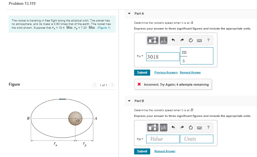 Solved Problem 13.119 Part A The rocket is traveling in free | Chegg.com