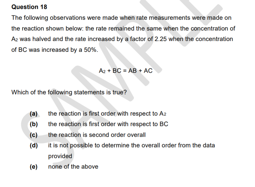 Solved Question 18 The Following Observations Were Made When | Chegg.com