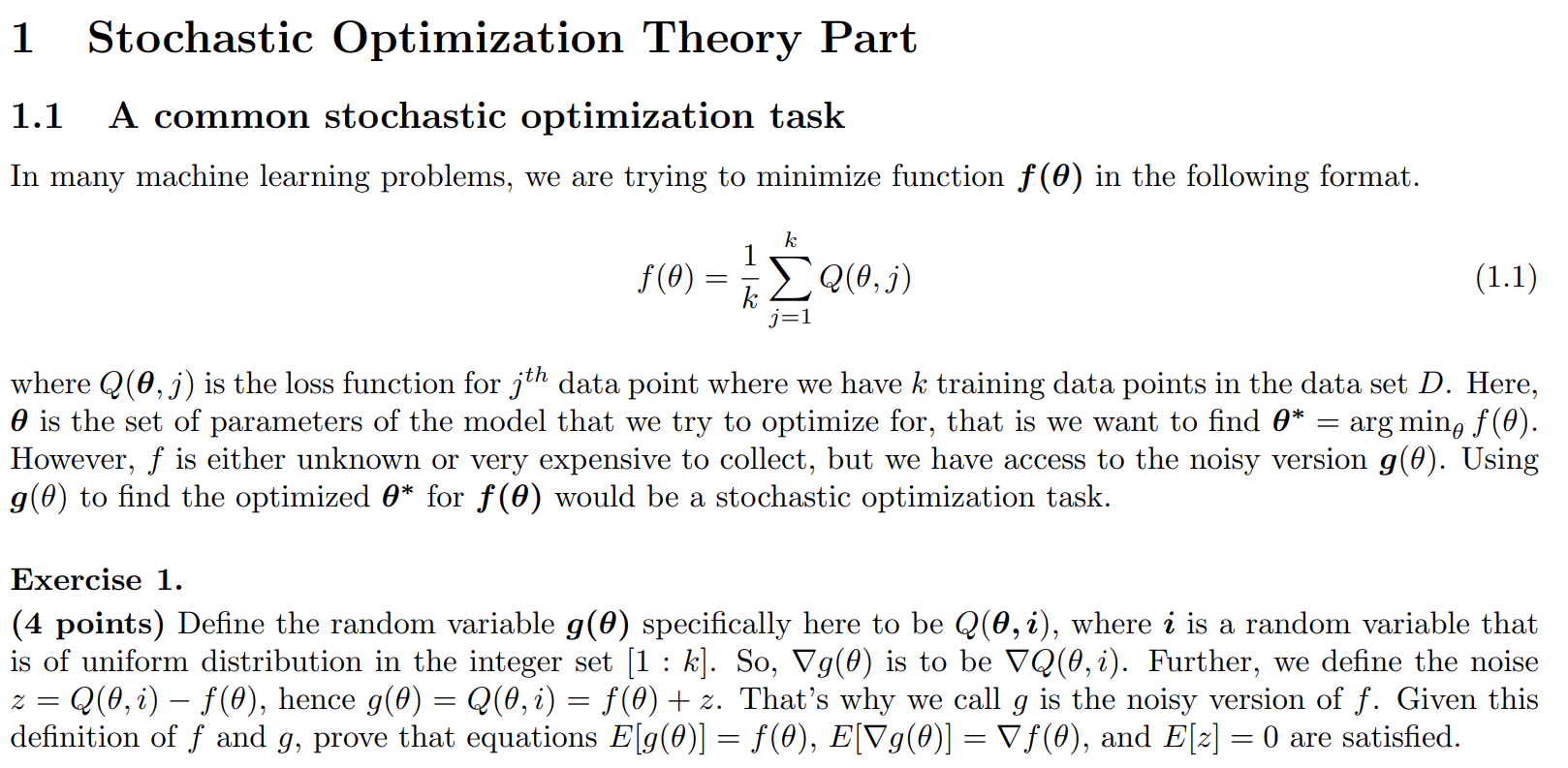 1 Stochastic Optimization Theory Part 1.1 A Common | Chegg.com