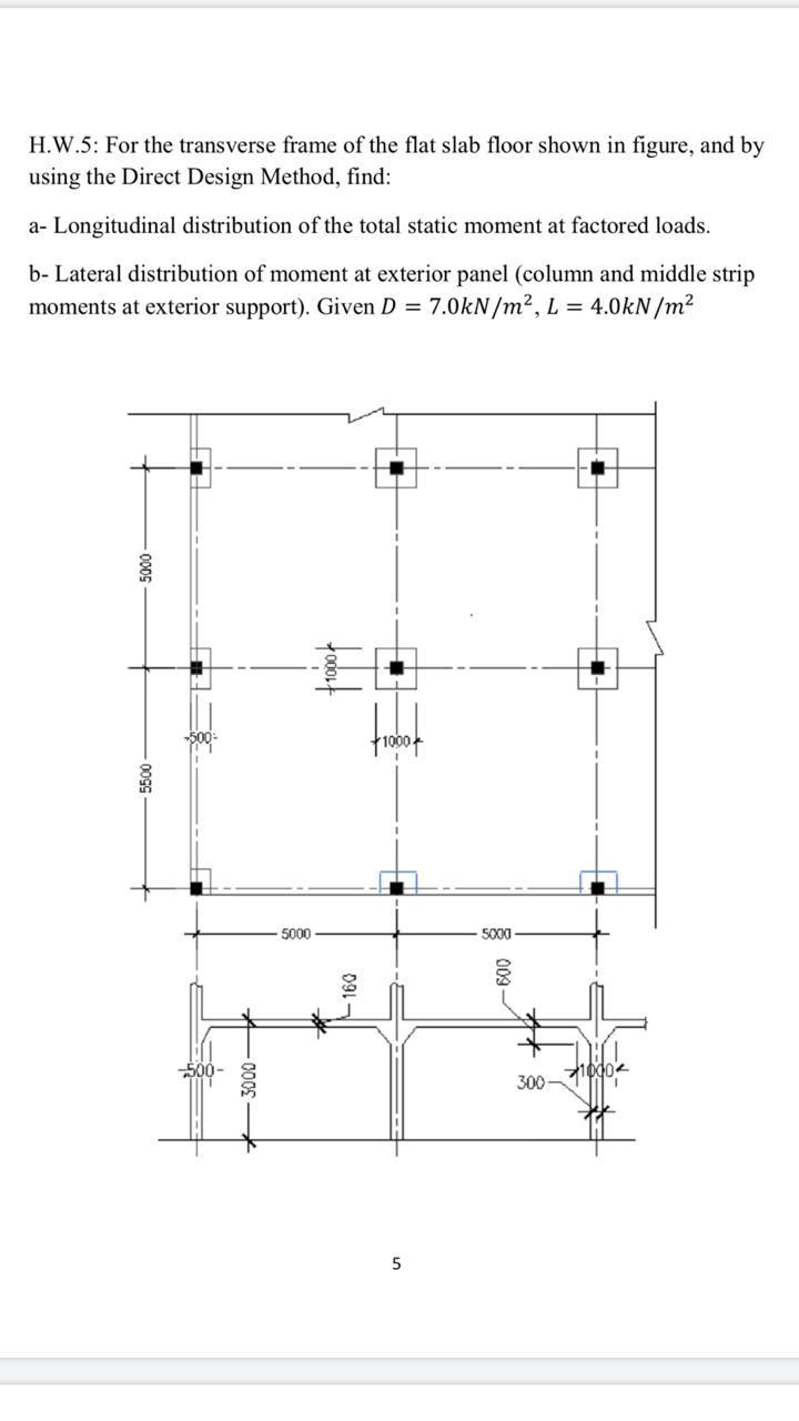 Solved H.W.5 For the transverse frame of the flat slab