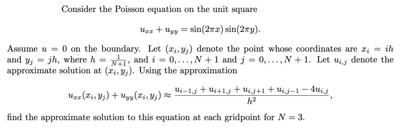 Solved Consider the Poisson equation on the unit square Uxx | Chegg.com