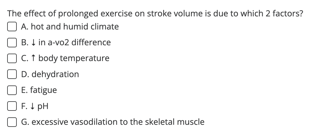 Solved The effect of prolonged exercise on stroke volume is | Chegg.com