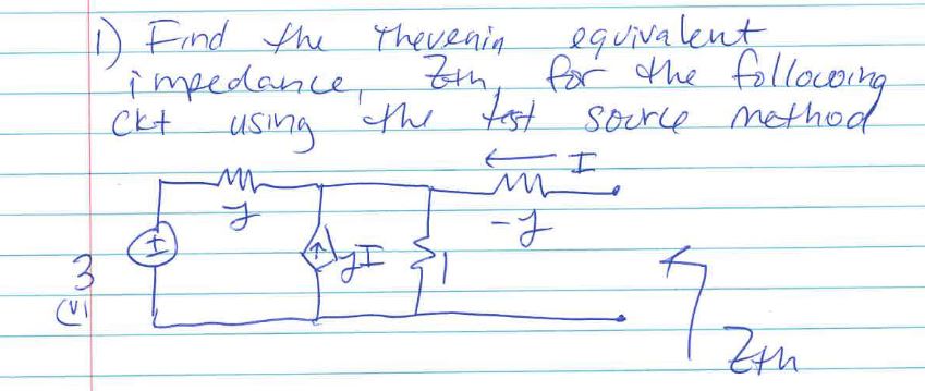Find the thevenin equivalent impedance, Zth for the | Chegg.com