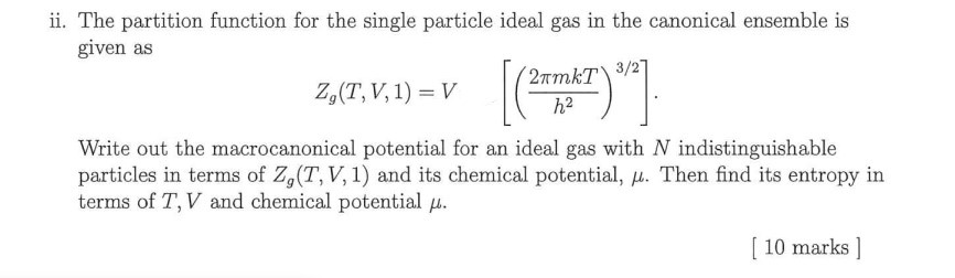 Solved ii. The partition function for the single particle | Chegg.com