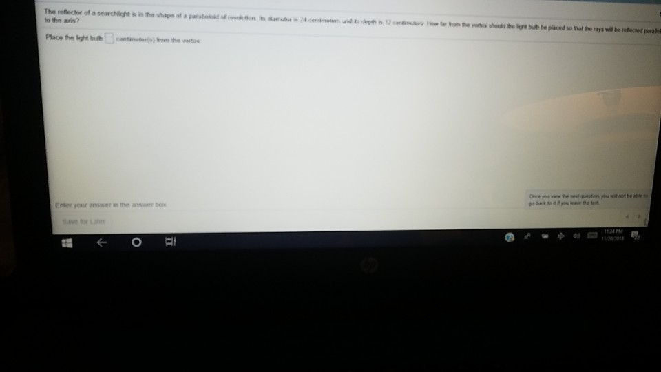 The reflector of a searchlight is in the shage of a | Chegg.com
