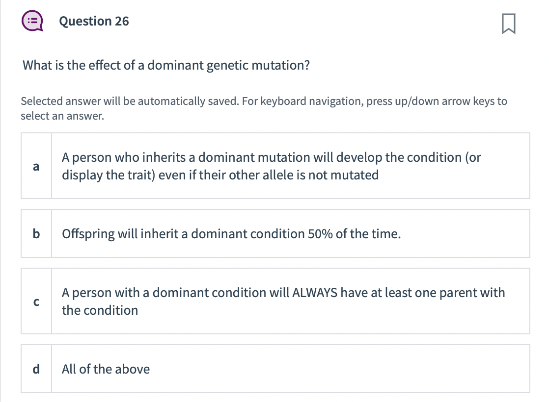 Solved What is the effect of a dominant genetic mutation? | Chegg.com