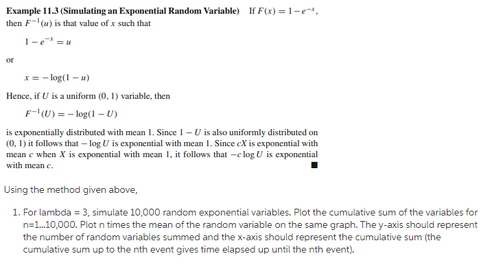 Solved Example 11.3 (Simulating an Exponential Random | Chegg.com
