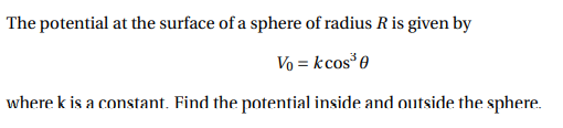 Solved The potential at the surface of a sphere of radius R | Chegg.com