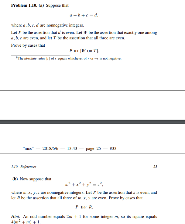 Solved Problem 1.10. (a) Suppose That A+b+c= D. Where A, | Chegg.com