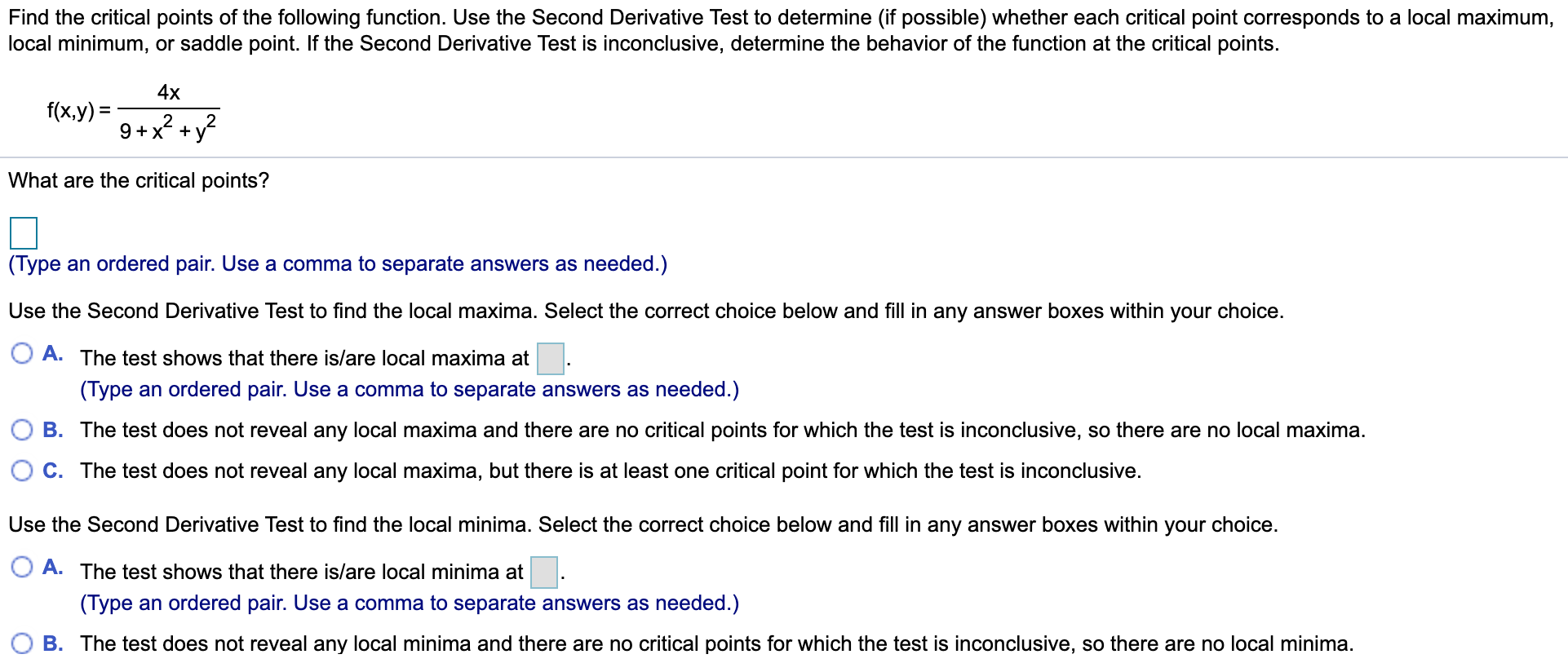 Solved Find The Critical Points Of The Following Function