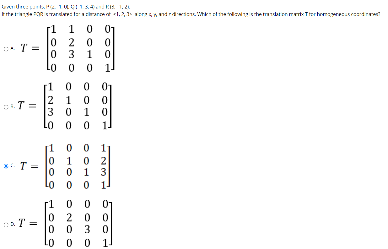 Solved Given Three Points, P (2,-1,0), Q(-1,3, 4) And R | Chegg.com