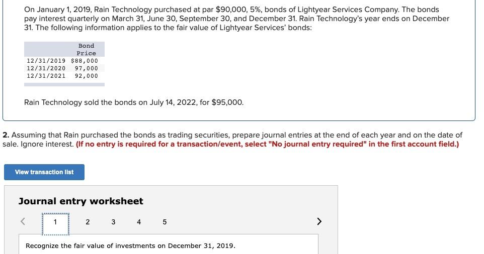 Solved On January 1 2019 Rain Technology Purchased At Par Chegg