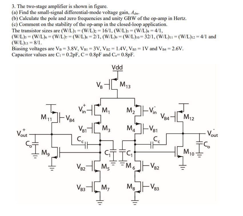 3. The two-stage amplifier is shown in figure. (a) | Chegg.com