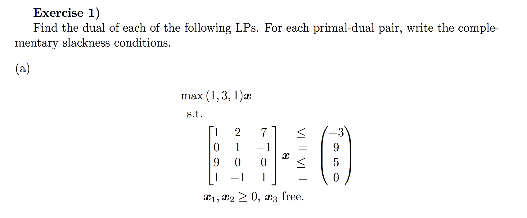 Solved Exercise 1) Find the dual of each of the following | Chegg.com