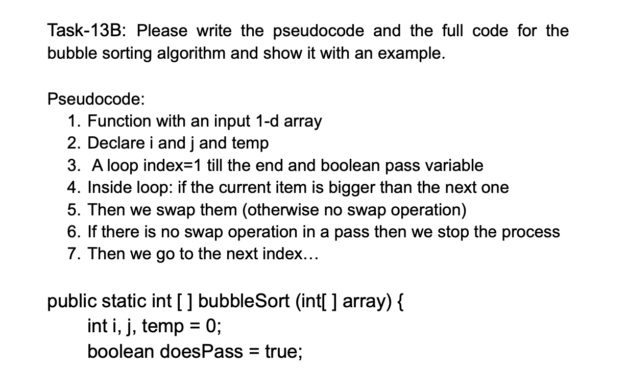 Solved Task-13B: Please write the pseudocode and the full | Chegg.com