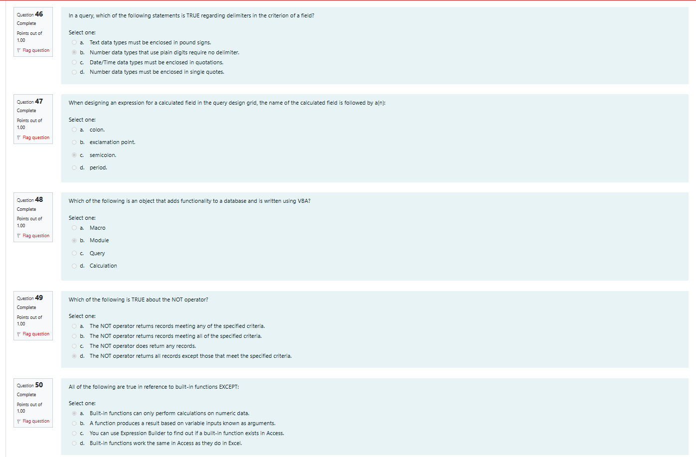 Solved Question 46 In a query, which of the following | Chegg.com