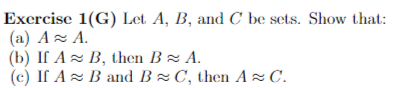 Solved Exercise 1(G) Let A, B, And C Be Sets. Show That: (a) | Chegg.com