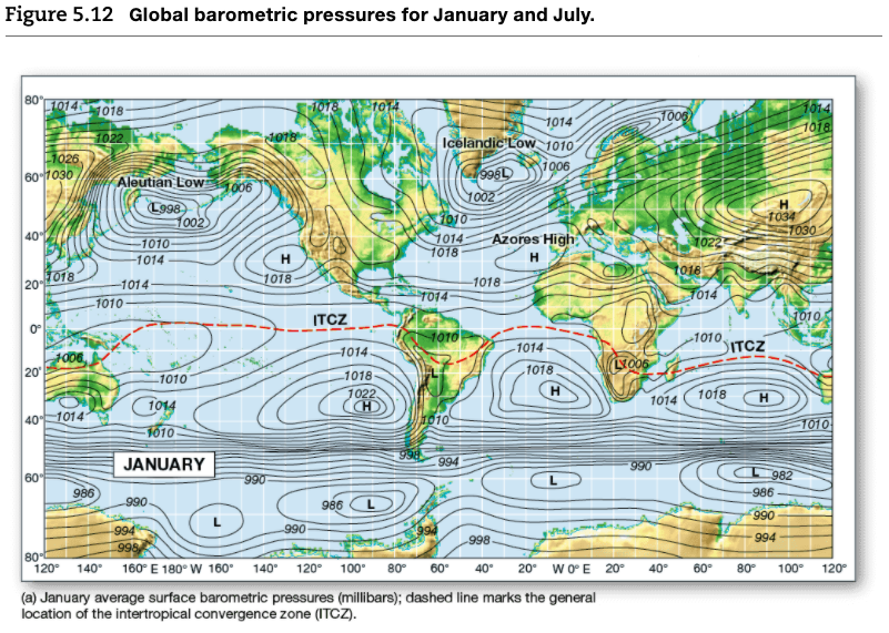 Solved Figure 5.12 Global barometric pressures for January | Chegg.com