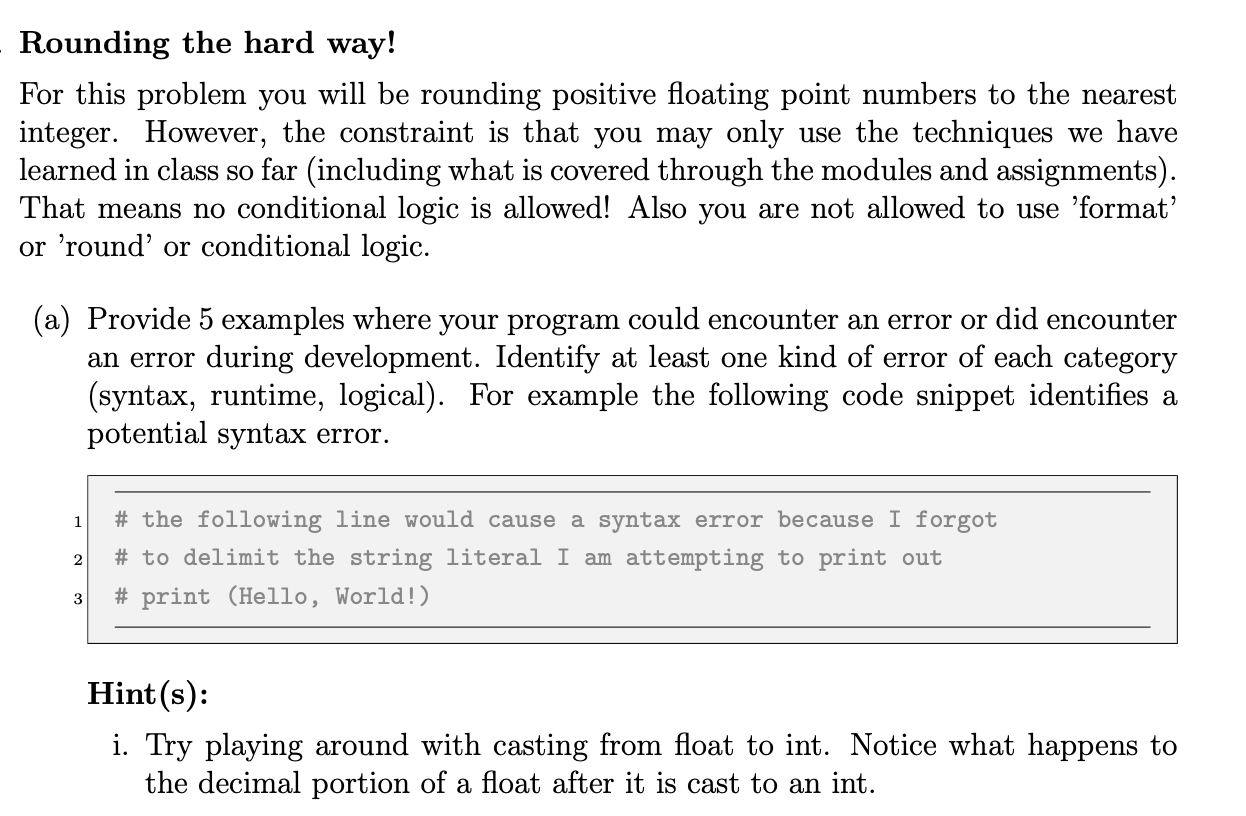Solved Rounding the hard way! For this problem you will be | Chegg.com