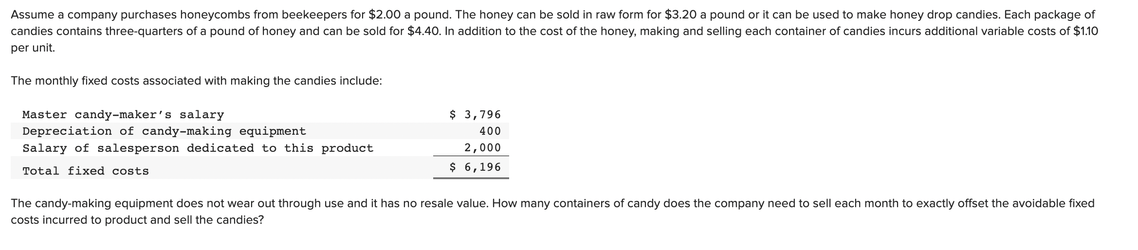 Solved per unit. The monthly fixed costs associated with