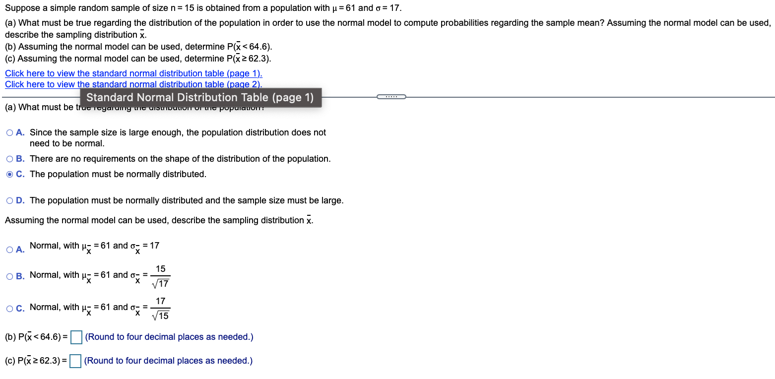 Solved Suppose A Simple Random Sample Of Size N= 15 Is | Chegg.com