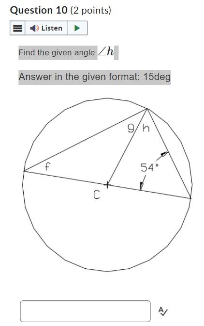 Find the given angle H . Answer in the given format: | Chegg.com