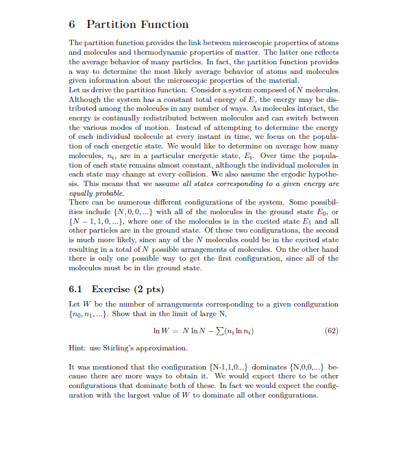 Solved 6 Partition Function The partition function provides | Chegg.com
