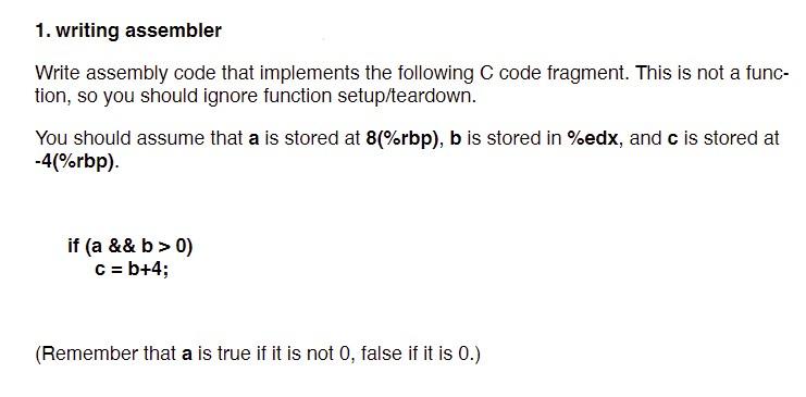 Solved 1. Writing Assembler Write Assembly Code That | Chegg.com