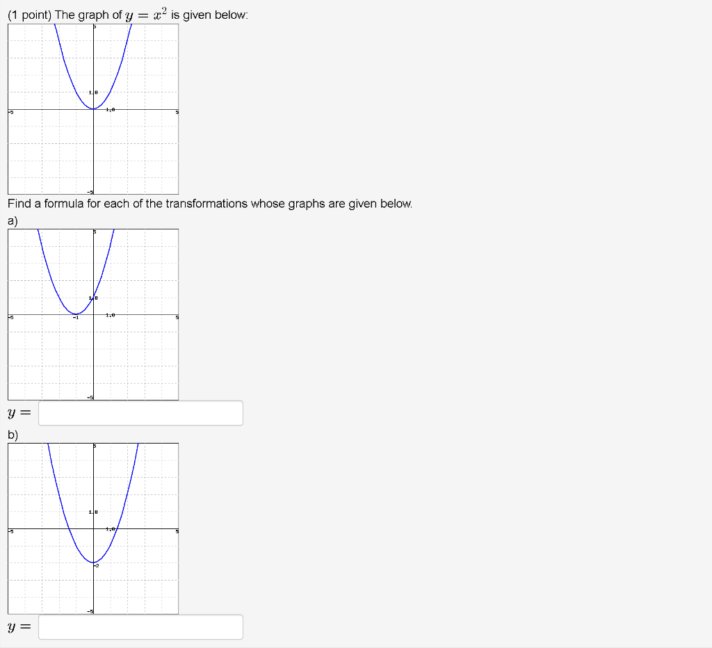 1 Point The Graph Of Y X2 Is Given Below 10 Tu Chegg Com