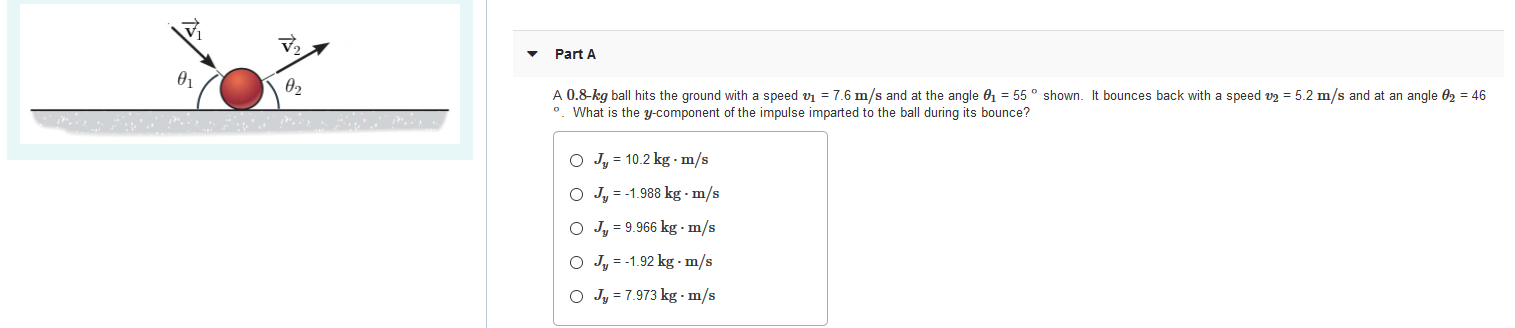 Solved Part A 02 A 0.8-kg Ball Hits The Ground With A Speed | Chegg.com