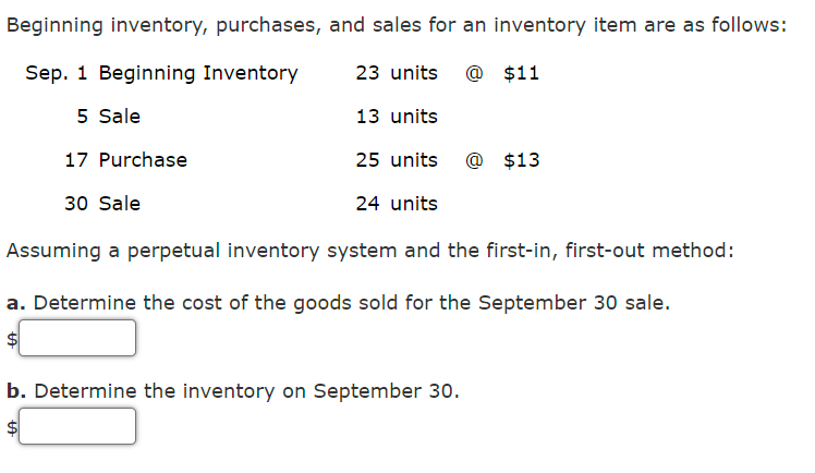 Solved Beginning Inventory, Purchases, And Sales For An | Chegg.com