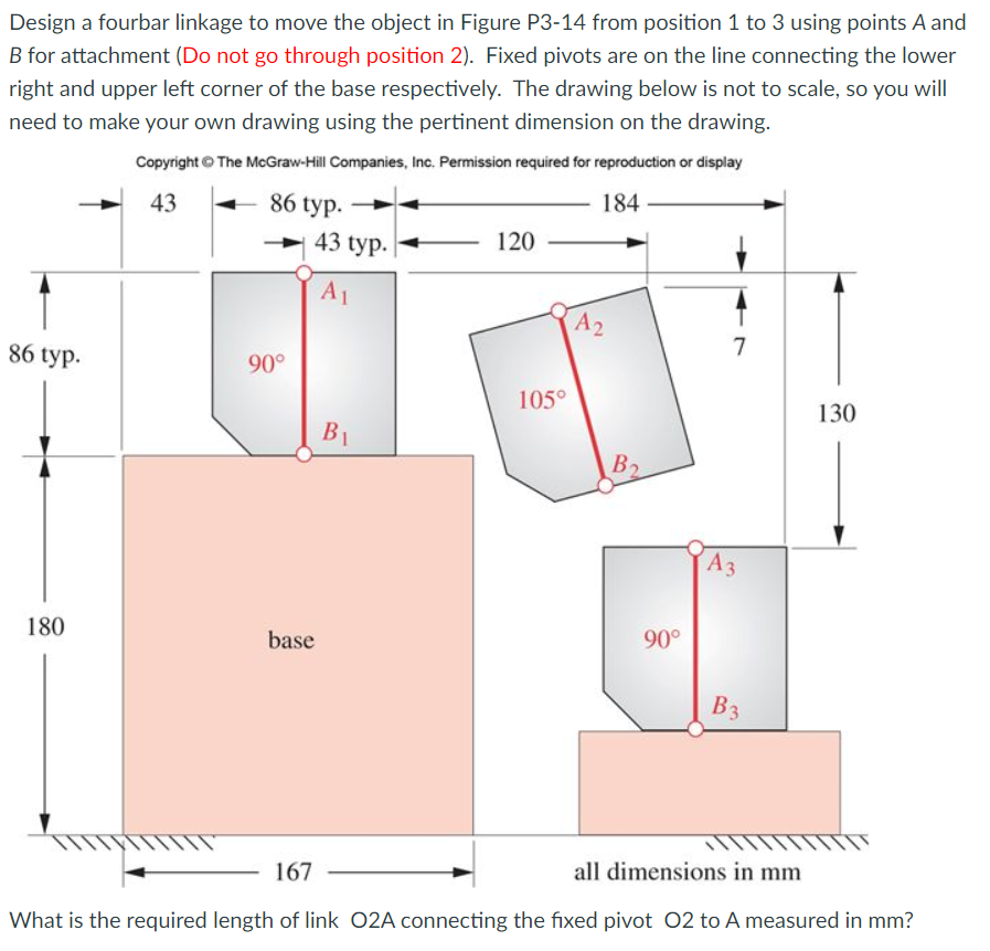 Solved Design a fourbar linkage to move the object in Figure | Chegg.com