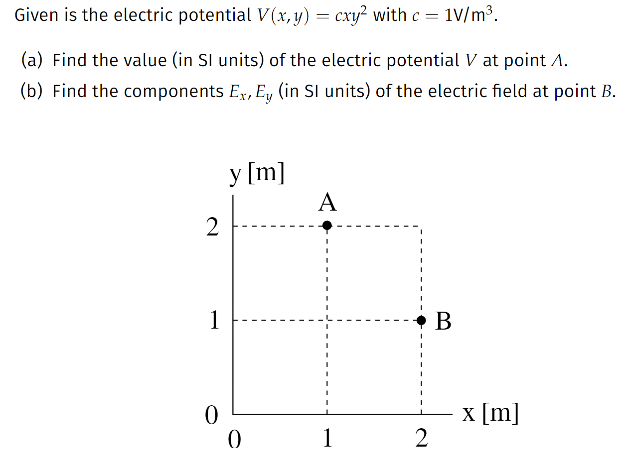 Solved Given Is The Electric Potential V X Y Cxy2 Wit Chegg Com
