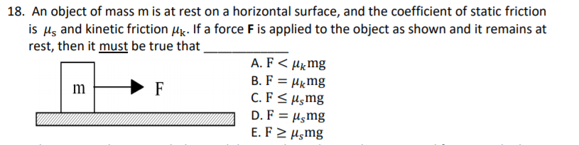 Solved 18. An Object Of Mass M Is At Rest On A Horizontal | Chegg.com