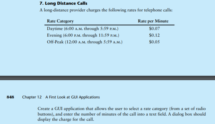 Solved 07 Long Distance Calls Х Long Distance Charges Select | Chegg.com