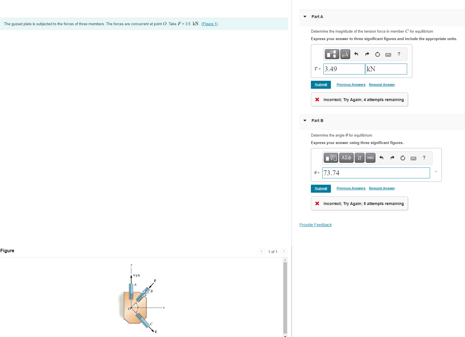 Solved The Gusset Plate Is Subjected To The Forces Of Three | Chegg.com